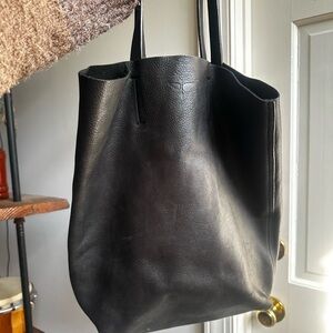 Soft Black Leather Tote Bag made by Clhei